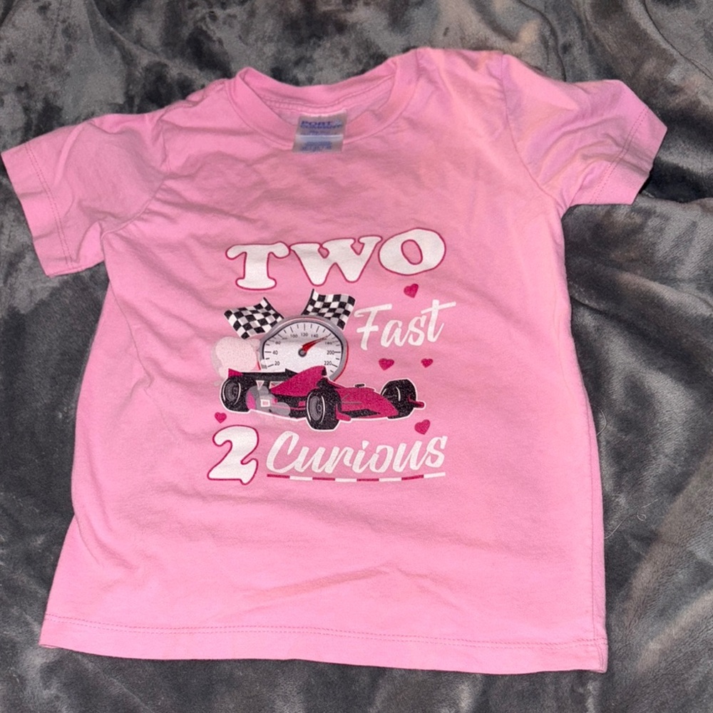Pink Kids Racing Graphic T-Shirt